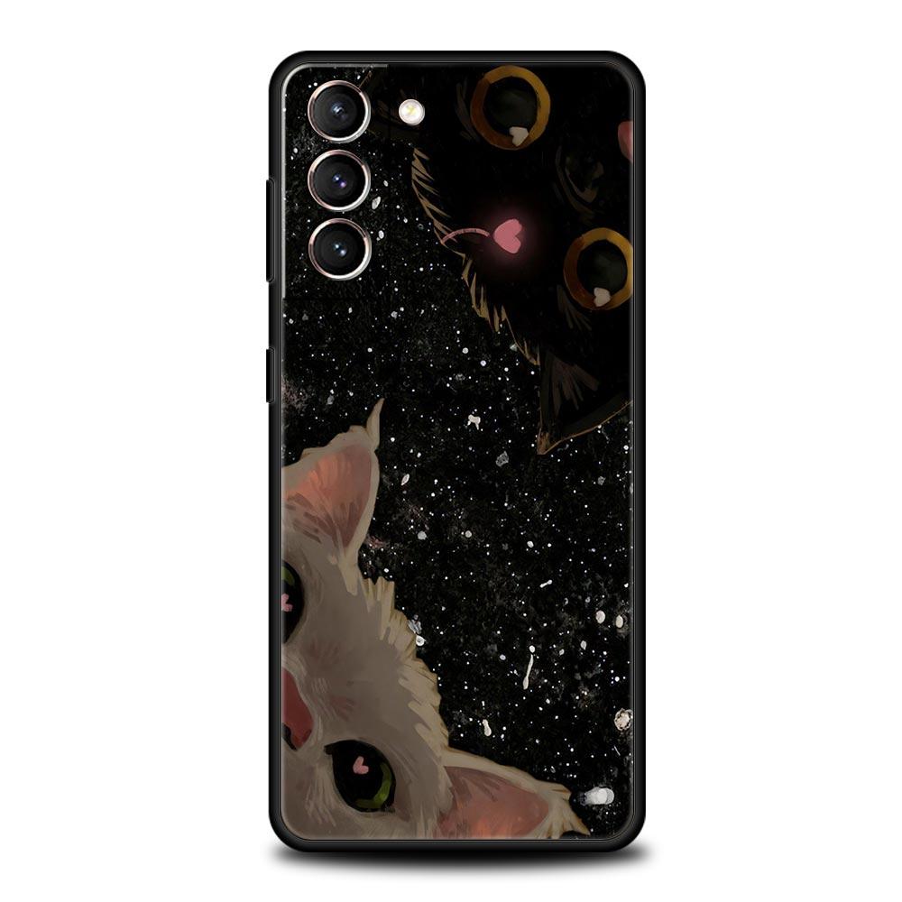 Cute Cat Phone Case Cover for Samsung Galaxy S26 S25 S24 S23 S22 S20 S21 FE Ultra S25 Edge Plus 5G Soft TPU Shell Fundas Capas