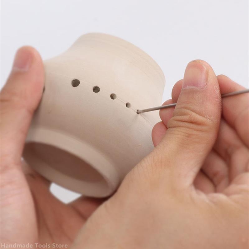 6pcs/set Pottery Punch Hole Teapot Mouth Punching Tools Full Circle Punch Drilling Purple Clay Pot Tool Stainless Steel Clay Tools