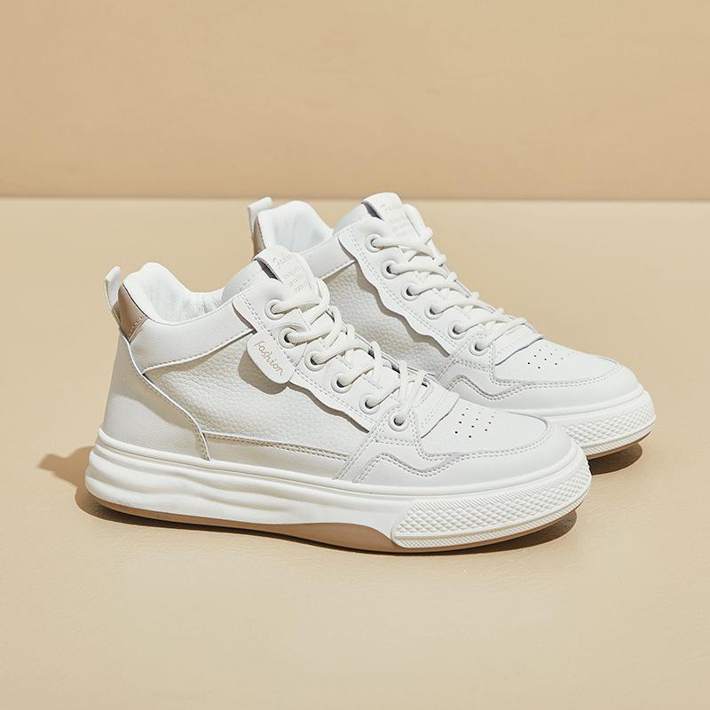 Женские высокие кроссовки на массивной платформе, повседневные кроссовки из искусственной кожи для женщин, нескользящие кроссовки для бега на шнуровке, удобные белые теннисные туфли