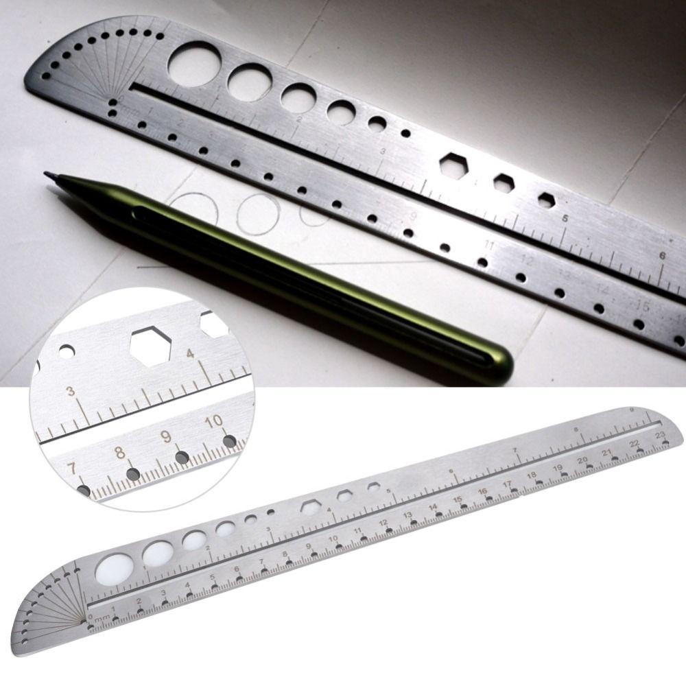 Multifunctional Protractor with Imperial/Metric Scales Ruler Durable Scale Ruler  Office Supplies