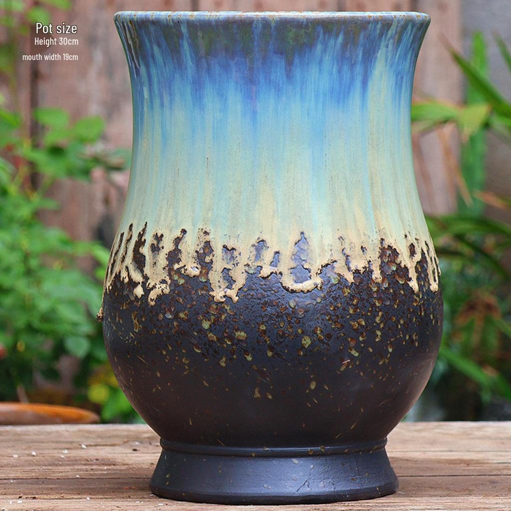 Большой керамический горшок ручной работы для суккулентов и орхидей - Дышащий, Грубозернистый глиняный горшок для бонсай