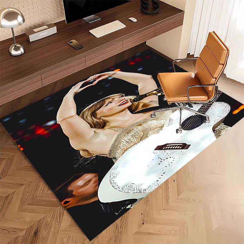 1pc Taylor Swift Print Area Rug - Soft, Washable Non-Slip Indoor Mat, Living Room, Home Office Decorative Rug,Office Decorative