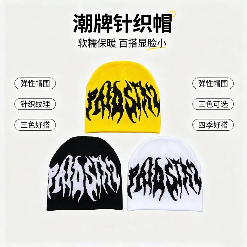 American Streetwear Letter Knit Beanie Men Women Winter Warm Skate Rap Hat