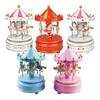 Christmas Automatic Children's Toy Carousel Music Box Rotate Horse Merry-Go-Round Cake Decoration