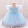 Fluffy Flower Girls Party Dresses Toddler Tulle 1st Birthday Wedding Gown Puff Sleeve Princess Dress for Kids Bridemaid Clothing
