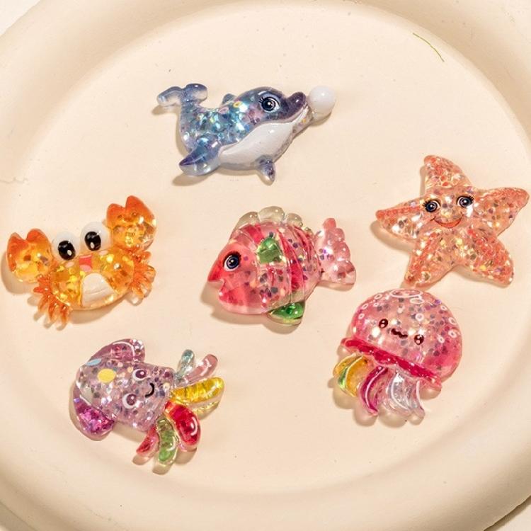 Набор из 2/6 смоляных фигурок морских существ, ornaments для поделок, фоторамок, чехлов для телефонов, скрапбукинга и аксессуаров для волос