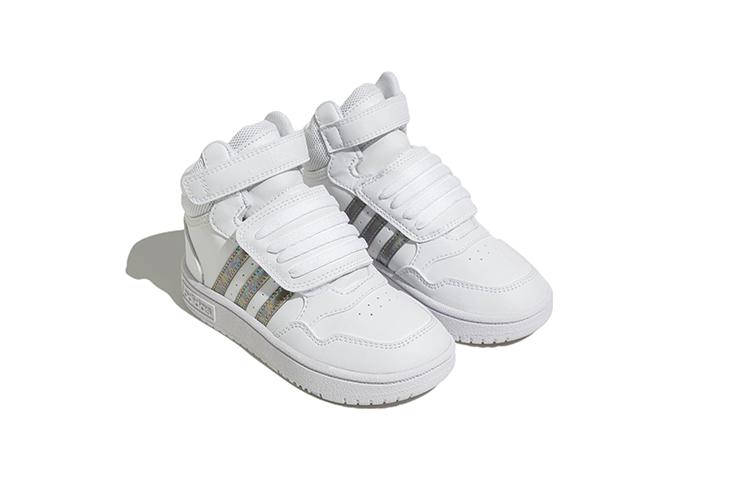 adidas Кроссовки Hoops MID 3.0 AC Искусственная кожа Устойчивые к истиранию Высокие Скейтбордические Кроссовки Белый Младенец и Малыш HP2660
