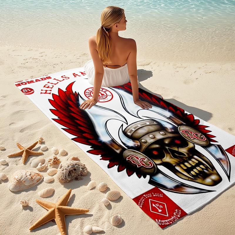 Gang Motorcycle enthusiasts Hells Angels Motorcycle Club beach towel outdoor camping vacation swimming beach towel outdoor absorbent bath towel Y8