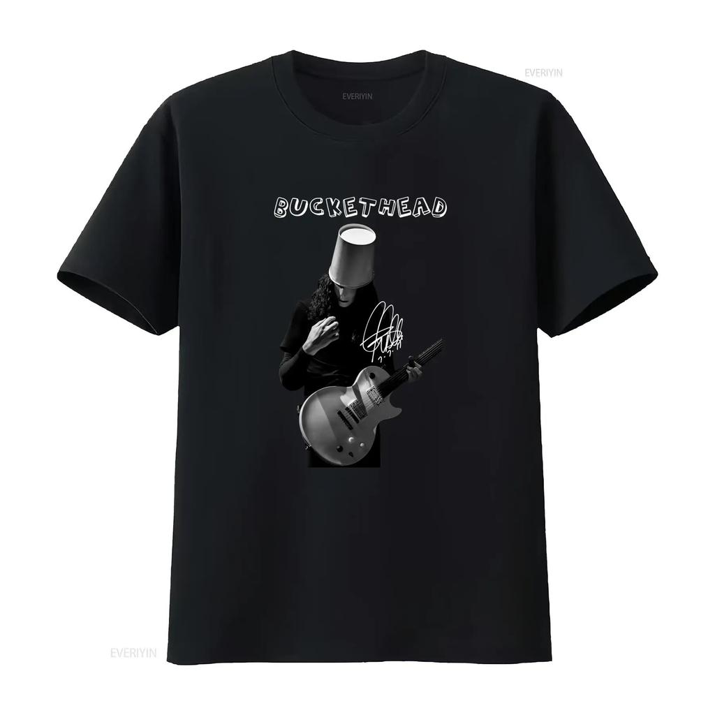 Buckethead Signature Guitar Rock Music T Shirt Black Sizes S 5XL II167 vintage Washed designer clothes Stylish Versatile