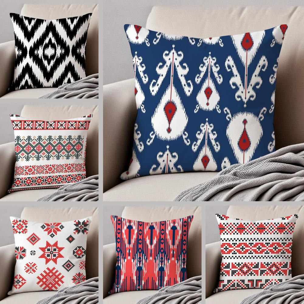 Russianstyle pattern Cushion Cover Throw Pillow Cover Hidden Button Durable Polyester Chair Cushion