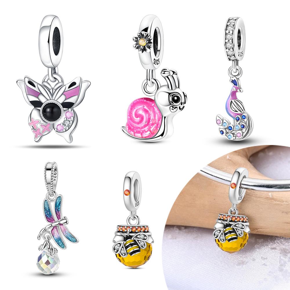 Plated 925 Silver Confused Snail Charms Fit 925 Charms Bracelet Beads Jewelry Gifts for Women