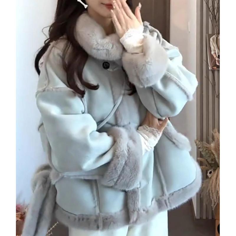 Winter Women Faux Suede Fur Coat Short Loose Korean Thick Jacket Outerwear