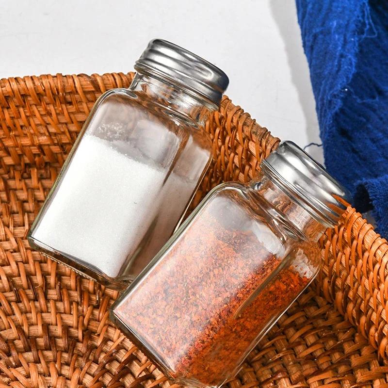 4 шт. стеклянная бутылка для приправ, черно-белая солонка, перечница, кухонная бутылка для приправ, бутылка для хранения, инструменты для приправ