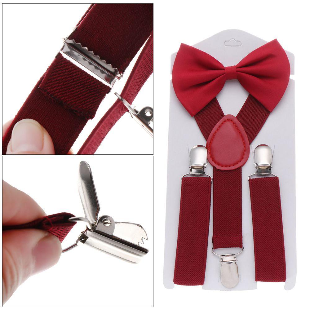 Dress Baby Hair Bow Set Solid Color Elastic Braces Cow Tie Belts Kids Suspenders Printed Bow Tie