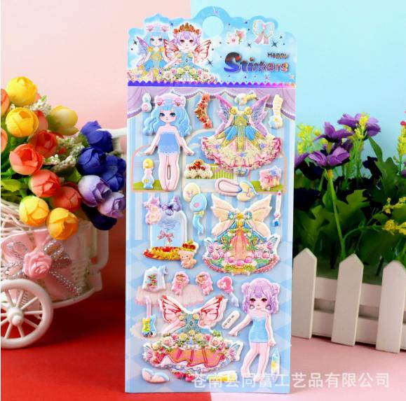 1Pcs Stickers Lovely Cartoon Girls 3D Kawaii Sticker Book Laptop Dress Up Stickers Kids Toys Pegatinas For Children Girl Gifts
