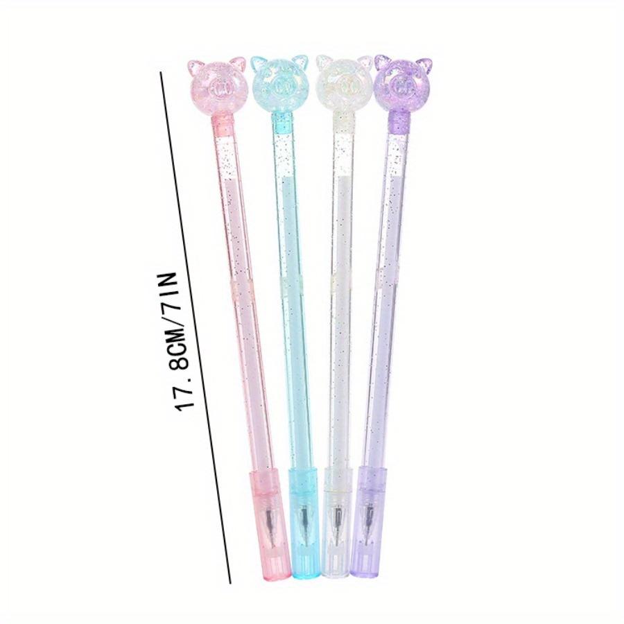 School Season 10pcs 0.5mm Colorful Transparent Rod Gel Pen Creative Stationery Candy Color Cartoon Piglet Pen Exam Black Gel Pen