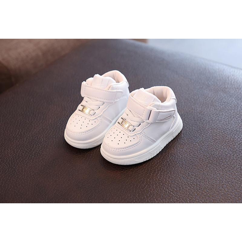 Новые осенние туфли для девочек и мальчиков, мягкие белые туфли с мягкой подошвой, дышащие, повседневные спортивные туфли на липучках Tide