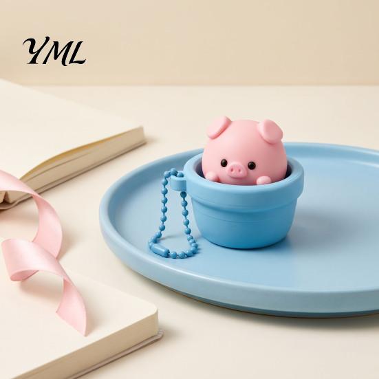 Potted Pig Pendant Clicker Toy with Bead Chain, Clicky Button Fidget Chain for Stress Relief, Finger Backpacks School Bags Decor