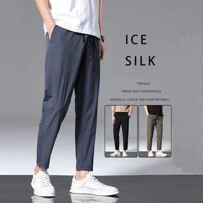 Мужские летние универсальные повседневные брюки Ice Silk, тонкие спортивные брюки, прямые брюки Nine Points для мужчин