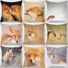 Декоративная наволочка с рисунком лисы, квадратная подушка для дивана в машину, чехол для подушки