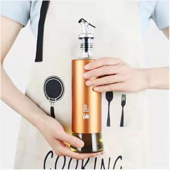 2pcs Kitchen Glass Oil Bottle Leak-proof Seasoning Storage Bottle