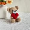 New Handmade Knitted Positive Energy Bear Doll With Card Home Room Decoration Funny Crochet Heart Bear Ornament Christmas Gifts