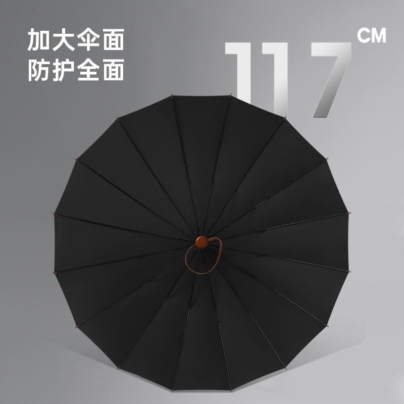 Новый автоматический зонт для гольфа с 16 спицами и ручкой из массива дерева, мужской, деловой, из ткани 210T с принтом, зонт с прямым стержнем