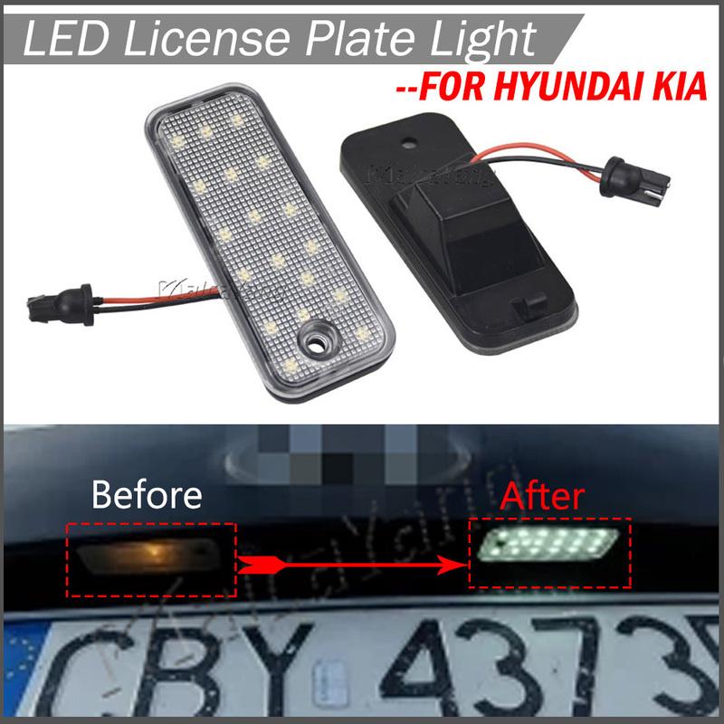 2X LED License Number Plate Light For Hyundai Azera Grandeur MK4 06-10 Santa MK3 DM Grand Santa Fe NC L266 Maxcruz 2013-2018 Car