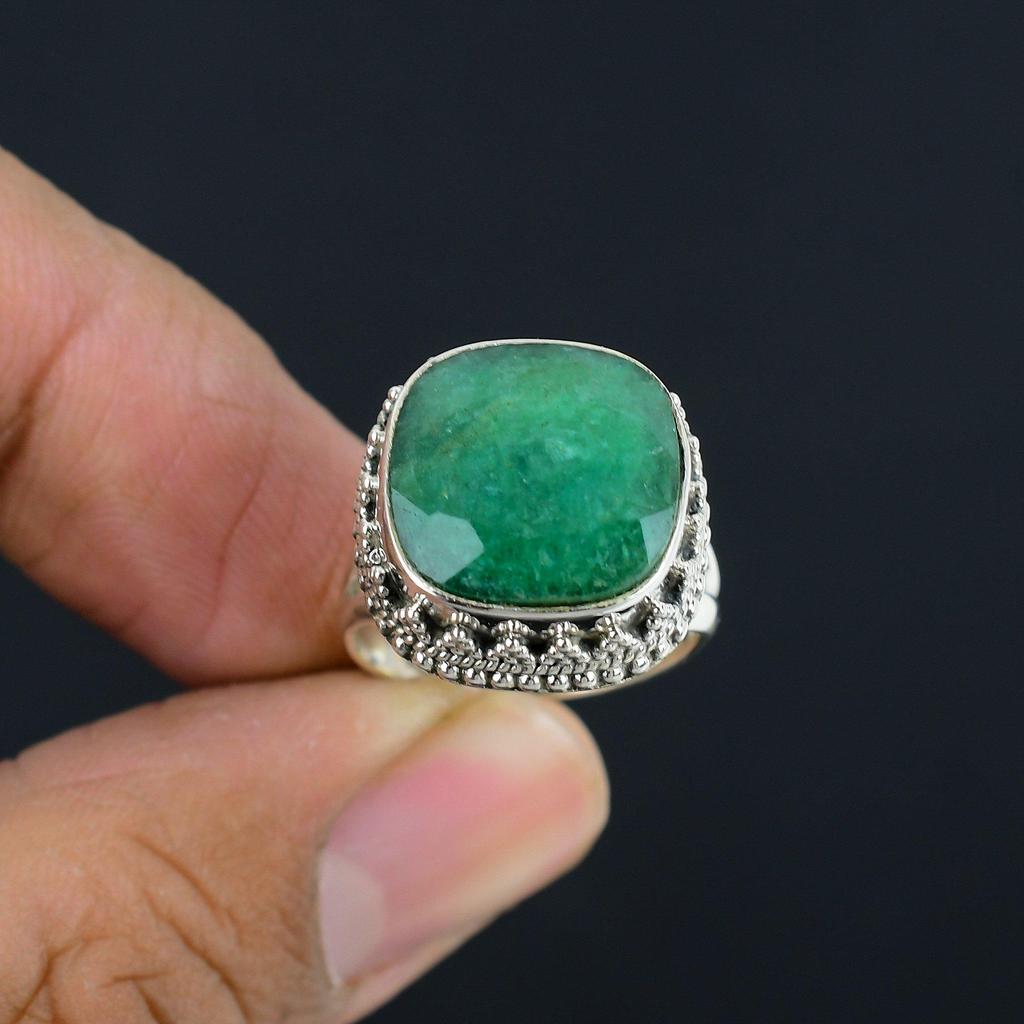 Натуральное изумрудное массивное кольцо из стерлингового серебра 925 пробы с разделенным хвостовиком для женщин и девочек