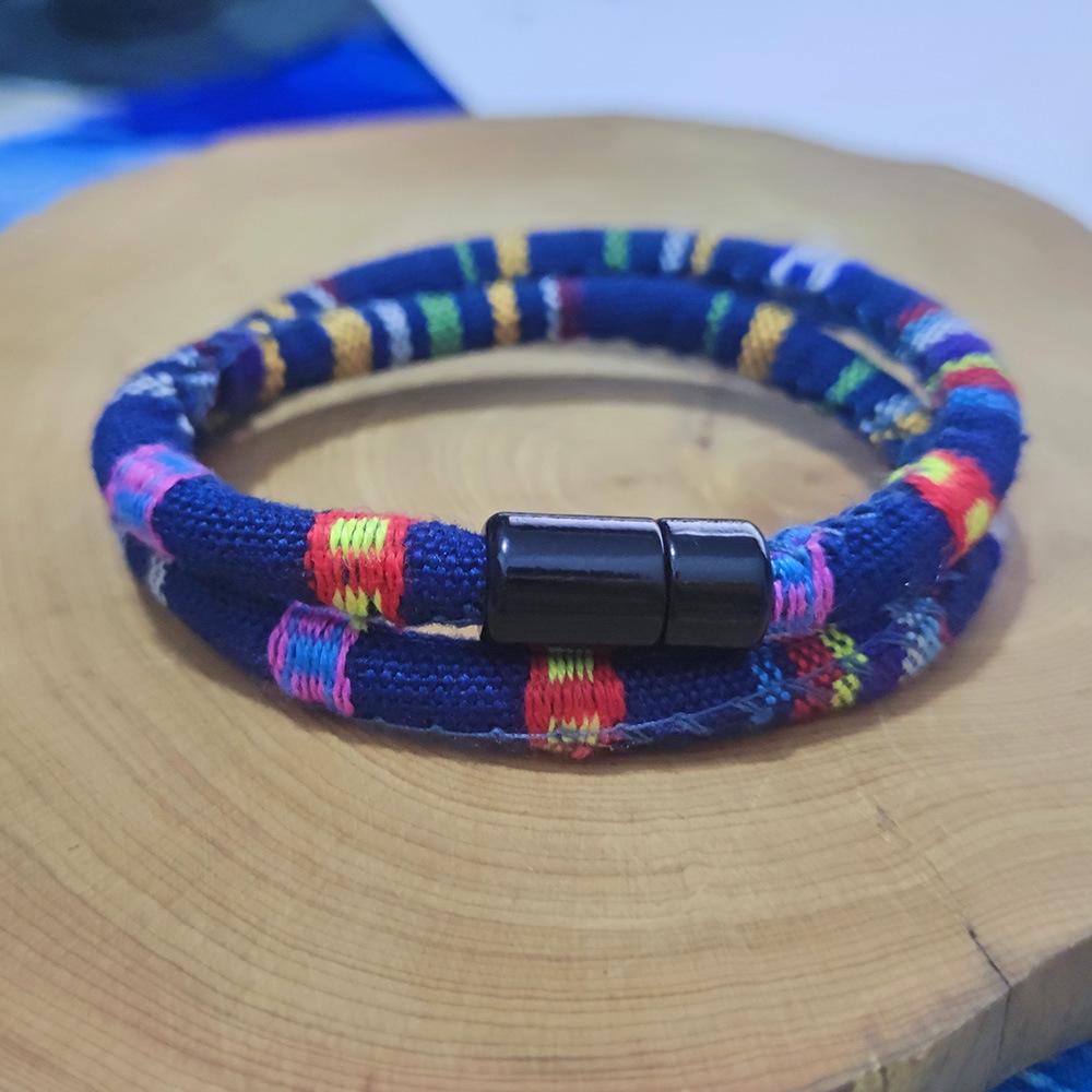 Мужской браслет из этнической ткани с магнитной застежкой - Доступен в различных цветах