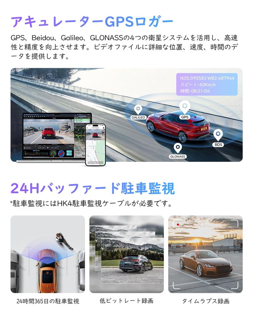 VIOFO Dash Front and Rear UHD 2160P Only Front and Rear STARVIS 4K 1440P 1080P Omnidirectional 5GHz Parking CPL Filter Voice Japanese A229Pro 3CH Cam,