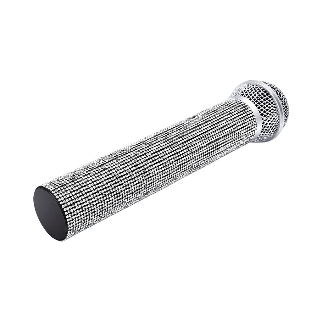 Fake Microphone Toy Covered Rhinestone Microphone Prop Sparkly Glitter for Kids Speech Training Stage Performance Party Decoration