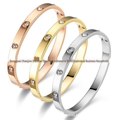 Трансграничный золотой браслет из титановой стали с цирконом для пар