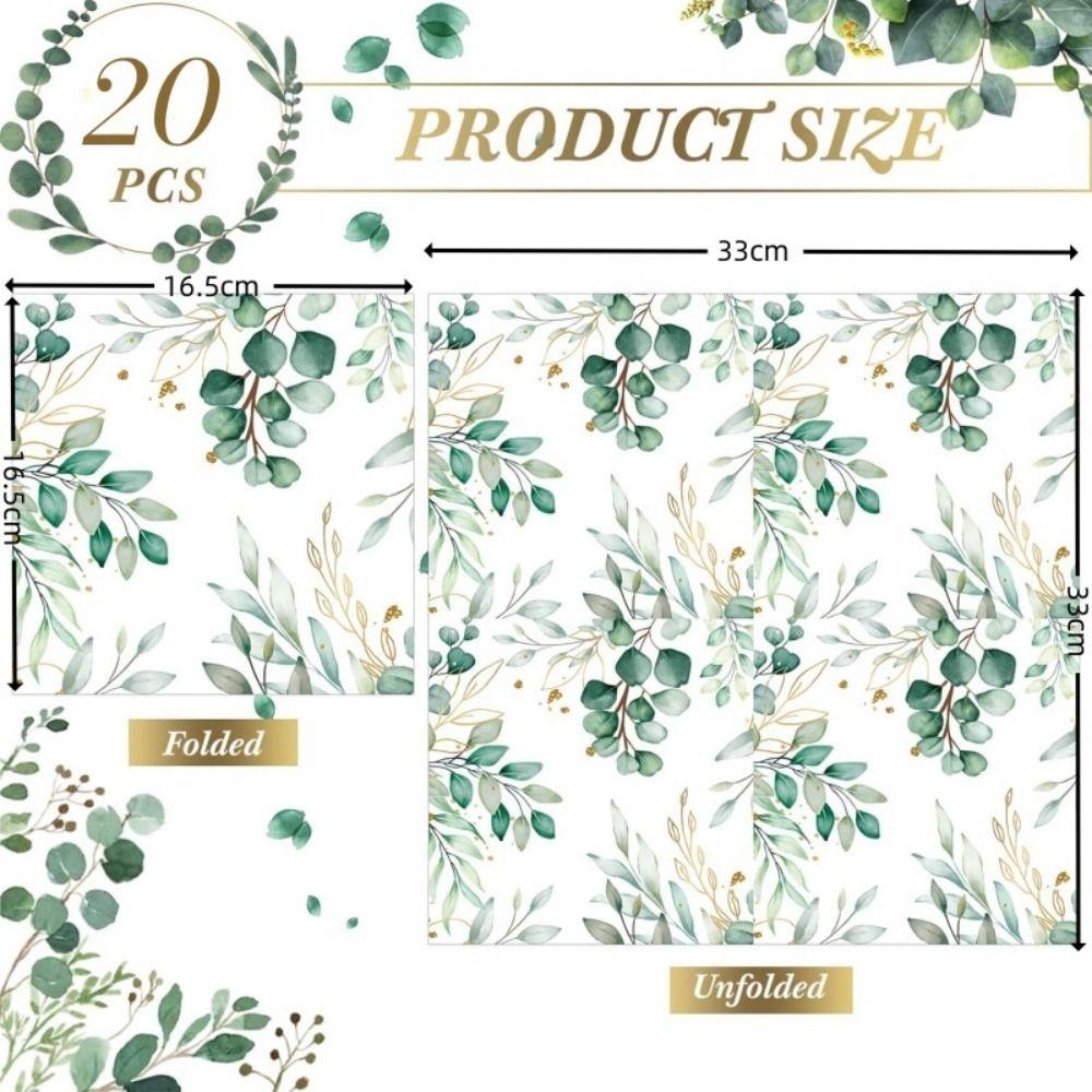 Elegant Disposable Paper Napkins Green Hotel Tableware Restaurant Hand Towels  Birthday