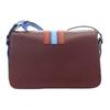 Longchamp Box-Trot Logo Snap Stripe Flap Adjustable Shoulder Strap Leather Envelope Bag Medium Women Shoulder Bag Burgundy 10175HDV261