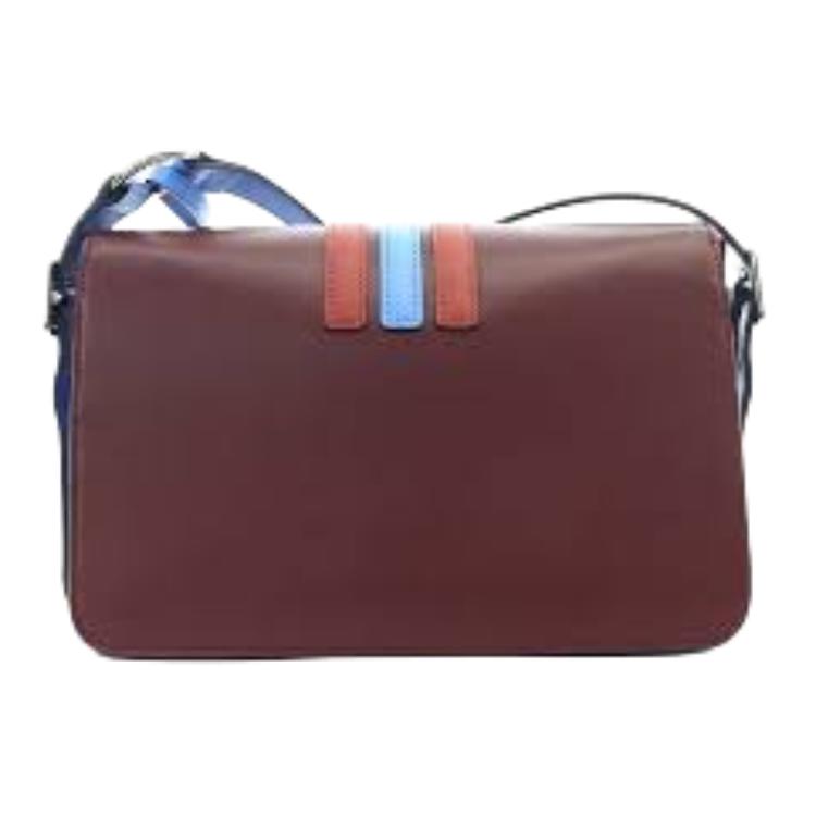 Longchamp Box-Trot Logo Snap Stripe Flap Adjustable Shoulder Strap Leather Envelope Bag Medium Women Shoulder Bag Burgundy 10175HDV261