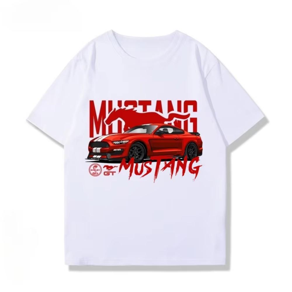 2025 Summer Ford Mustang Shelby Mustang Modification Culture American Muscle Car Loose Summer Short-sleeved T-shirt Men's Wear