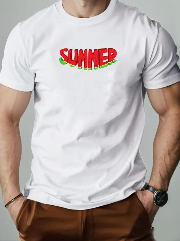 Mens cotton Tshirt watermelon character SUMMER summer round neck short sleeve graphic breathable fashion casual Tshirt