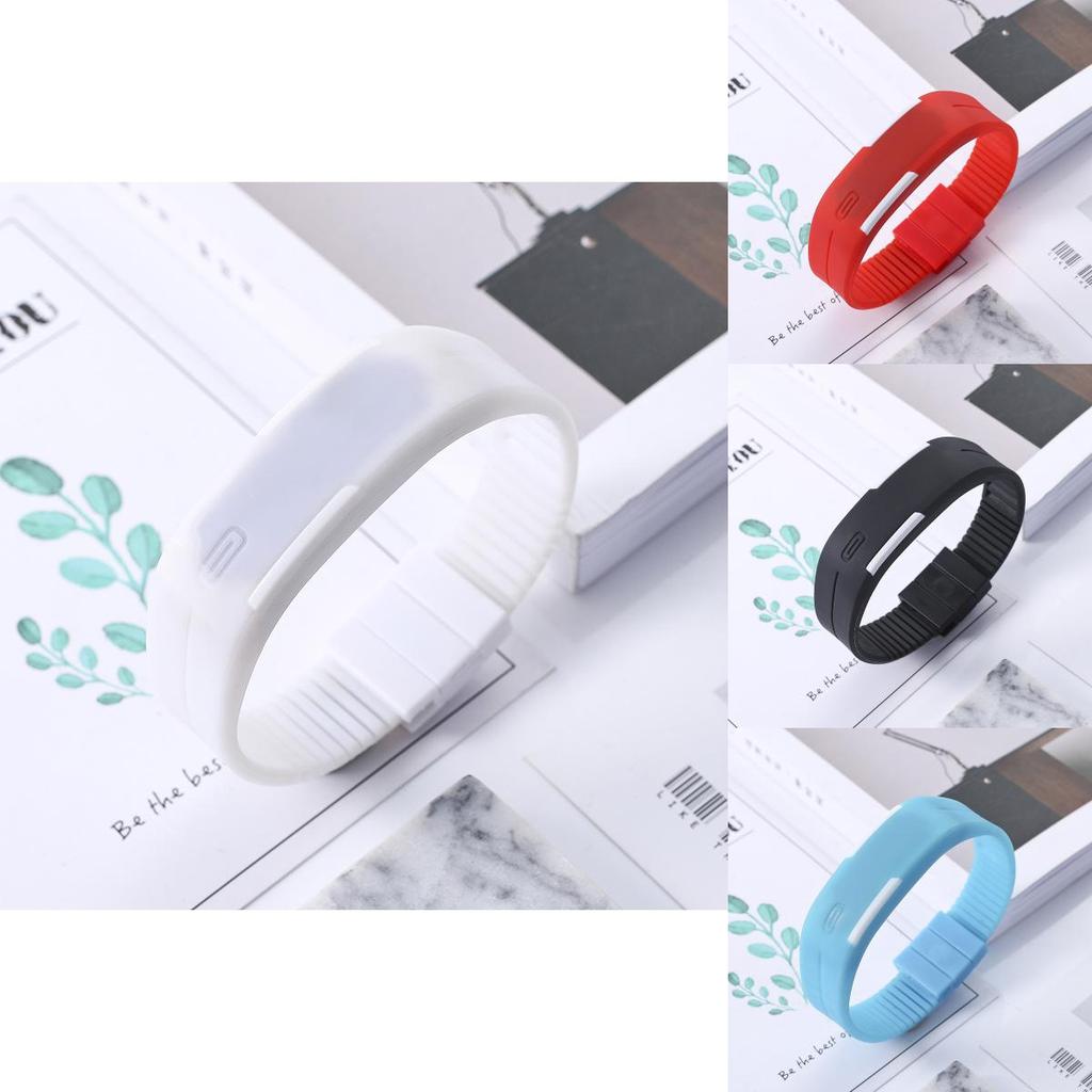 Стильные детские цифровые светодиодные силиконовые часы с регулируемым ремешком и прямоугольным циферблатом