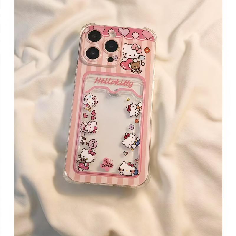 Мультяшный держатель для карт Hello Kitty Чехол для Iphone 17 Pro Max 17 Air 16 15 14 12 13 11 Pro Max 16e 15 16 Plus 12 13 mini Обложка