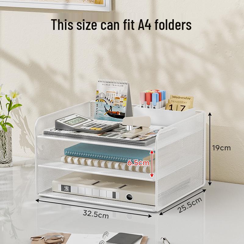 Metal Desktop File Organizer: Office Folder Storage & Bookend Rack