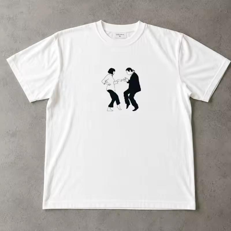 Elegant Dancing Couple Silhouette Men's T shirt Summer New Trendy and Fashionable Printed Unisex T shirt