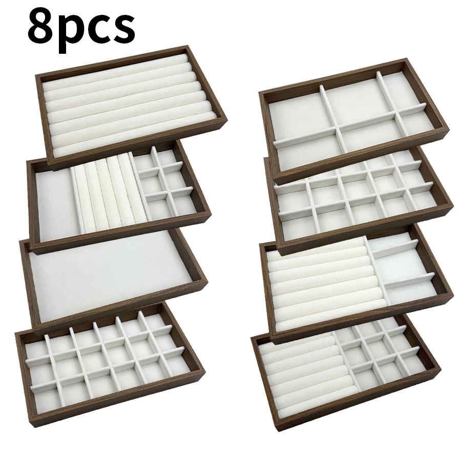 1 Pc, Walnut Wood Pattern Jewelry Box, Jewelry Tray, Suitable for Storing Necklaces, Rings, Earrings and Ear Studs. Color: Beige