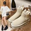 Ботинки для снега с меховой вставкой, мини, короткая трубчатая толстая подошва, женская зимняя обувь 2024 года, новые бархатные утолщенные хлопковые ботинки для снега