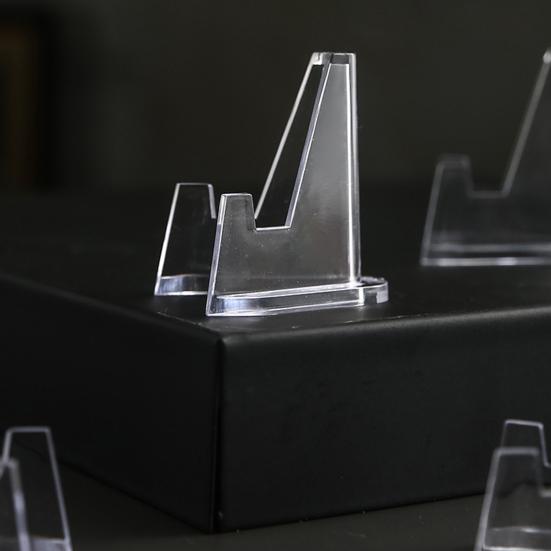 24 шт., прозрачная подставка для монет, мини-стабильная треугольная коллекционная карточка, маленькая художественная нашивка, памятная медаль, держатель для дисплея, стойка для выставок