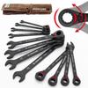 Трещоточный ключ DIY инструмент для механиков 72 зуба Удобный реверсивный набор ключей 12 штук Сделан из прочной стали с черным покрытием IRONCUBE Поставляется с воском