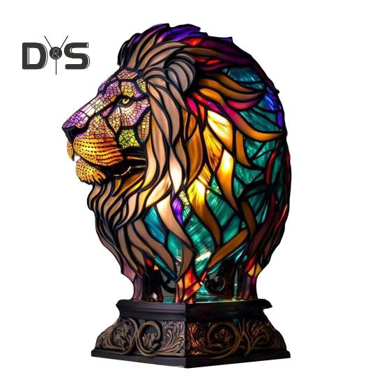 Витражная настольная лампа с изображением животных на батарейках, винтажный ночник с изображением животных для дома, офиса, спальни, детской комнаты, прикроватная настольная лампа