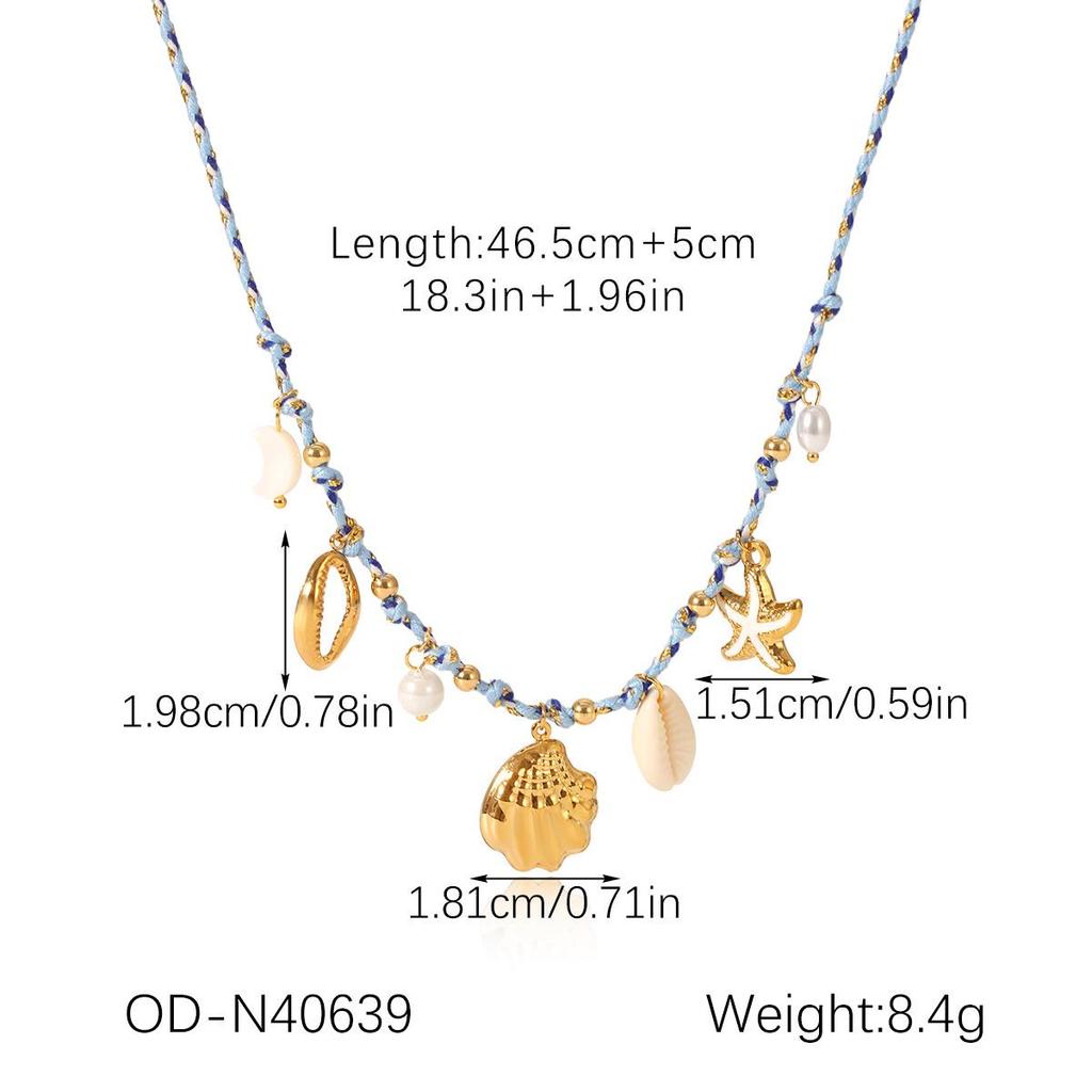 Нержавеющая сталь Океанский стиль Ожерелье с подвеской-ракушкой и морской звездой для женщин