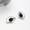 Elegant Black Agate Gold-Plated Hollow Earrings - Retro, Luxurious Jewelry for Women