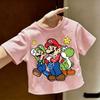 Super Marios Tshirt for Children Cartoon Anime Clothes Round Collar Clothing Short Sleeve Kid Summer Tee Top